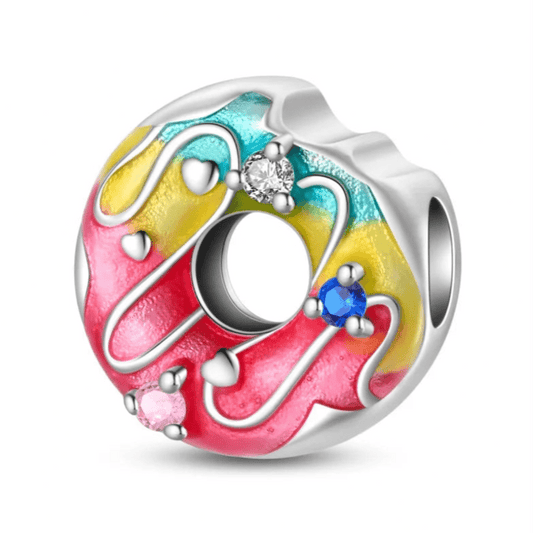 Donut Charm Sterling Silver S925 Pink Yellow