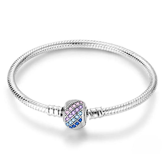 DIY Charm Bracelet with Pretty Clasp Pink Purple Blue Sterling Silver S925