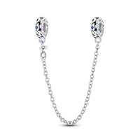 Blue Sterling Silver Plated Safety Chain Swirling Line