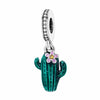 Green Cactus Charm Desert Plant Pink Flower