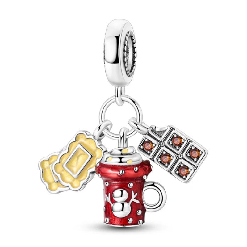 Campfire Smores Sterling Silver Plated Charm Winter Hot Chocolate