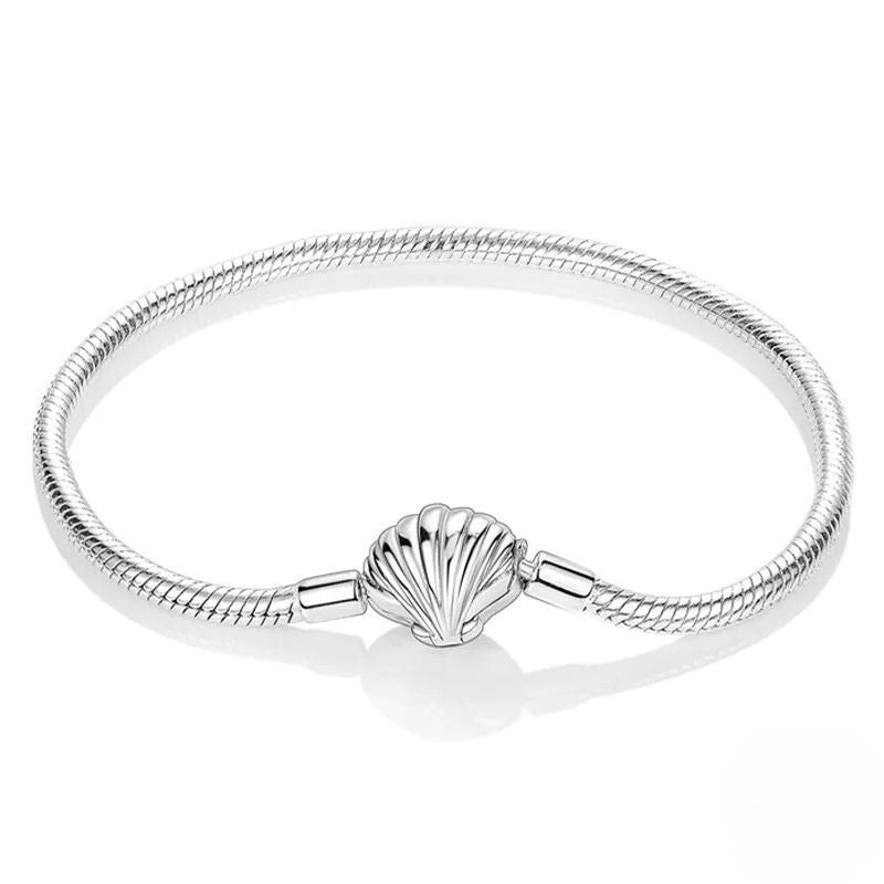 Beach Sterling Silver Plated Charm Bracelet with Clam Clasp Ocean Sealife