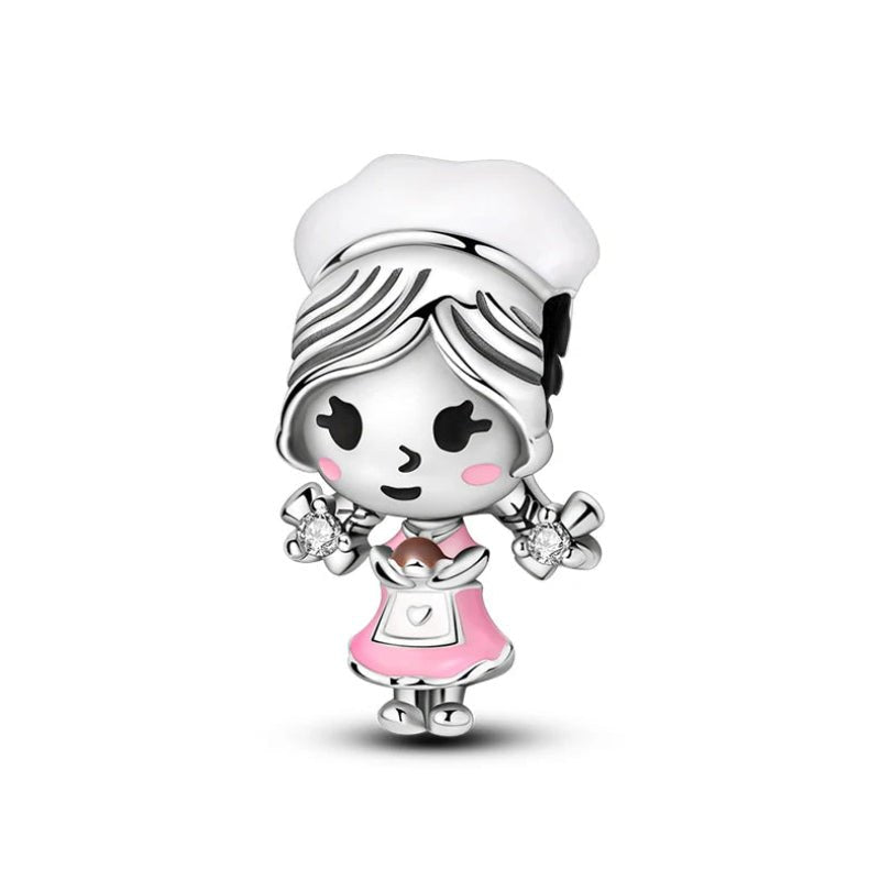 Cook Sterling Silver Plated Charm Girl Pink Dress