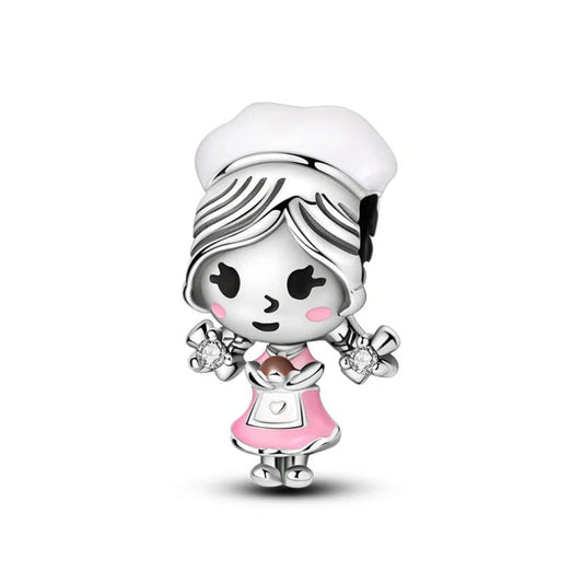 Cook Sterling Silver Plated Charm Girl Pink Dress