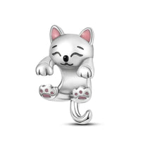Cute Cat Sterling Silver Plated Charm Hugging Bracelet