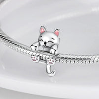Cute Cat Sterling Silver Plated Charm Hugging Bracelet