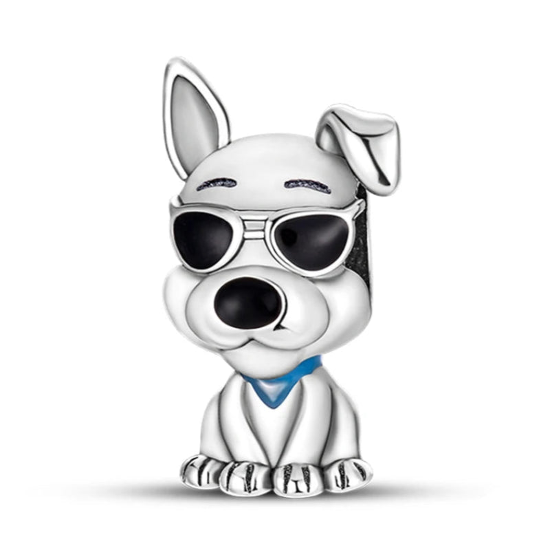 Dog Sterling Silver Plated Charm Blue Collar Sunglasses