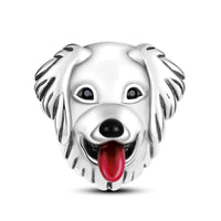 Dog Face Sterling Silver Plated Charm Retriever Red Tongue