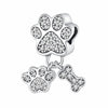 Dog Pawprint Charm Bone Clear