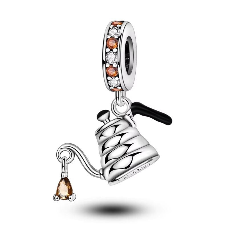 Dripping Pot Sterling Silver Plated Charm Hot Tea Coffee