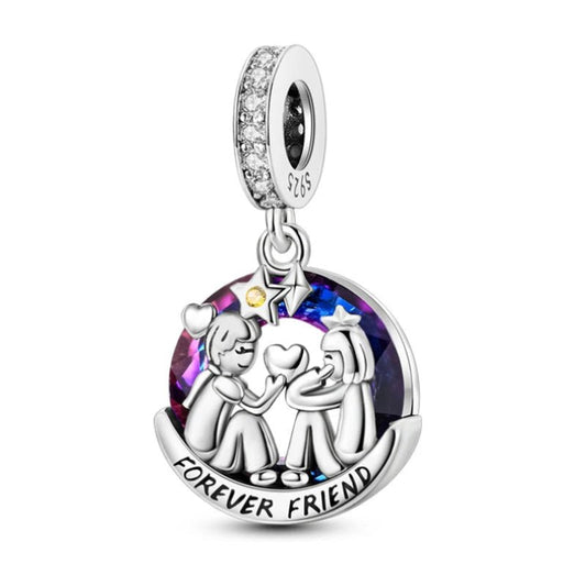 Forever Friends Sterling Plated Charm Dangling Purple Blue