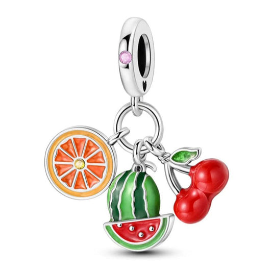 Fruit Sterling Silver Plated Charm Watermelon Cherries