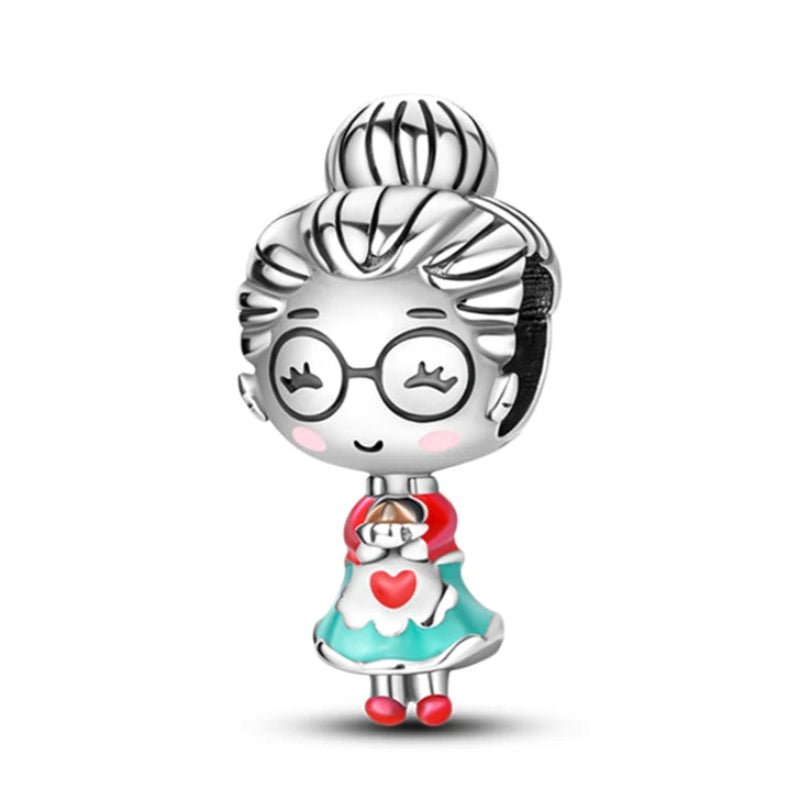 Grandma Sterling Silver Plated Charm Family Glasses Bun