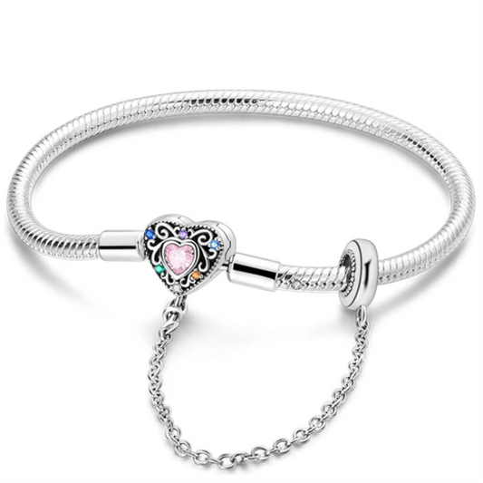 Charm Bracelet with Heart Clasp Colorful