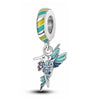 Humming Bird Charm Blue Green Flower