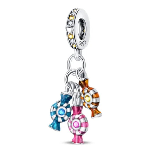 Lollies Sterling Silver Plated Charm Candy Blue Pink