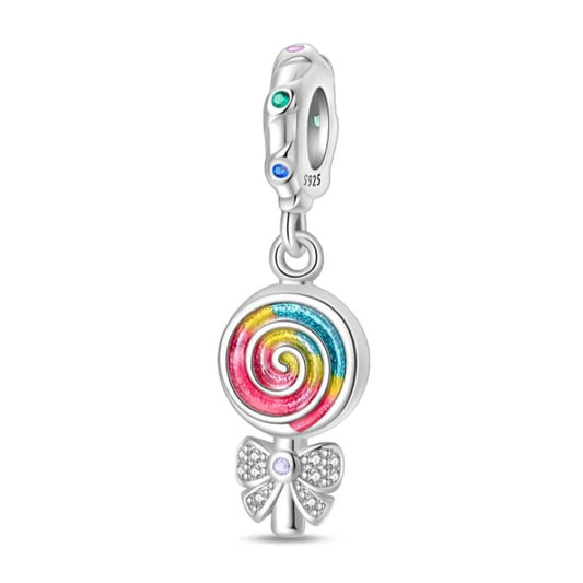 Lollypop Sterling Silver Plated Charm Pink Yellow