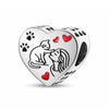 Cat Lover Charm Women Love Heart Pawprints