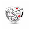 Love Mom Charm Mother and Daughter Heart