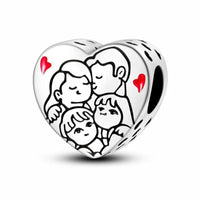 Family Sterling Silver Plated Charm Love Heart Mother Father Sister Brother