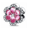 Pink Flower Charm Clear Gemstones Favorite Color