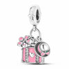 Pink Travel Suitcase Charm Woman Traveler Pink Hat Flower