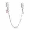 Pink Pawprint Safety Chain Pet Bone Dog 925 Sterling Silver S925