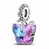 Purple Butterfly Charm Blue Flowers