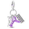 Purple Hairdryer Charm Hairdresser Scissors Comb Blow Dryer