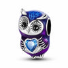 Purple Owl Charm Blue Love Heart