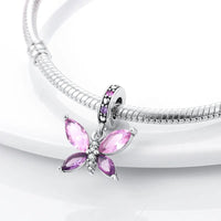 Purple Pink Butterfly Sterling Silver Plated Charm Pretty
