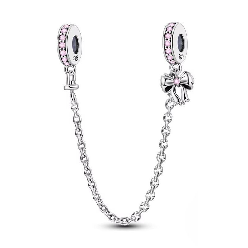 Ribbon Bow Safety Chain Pink