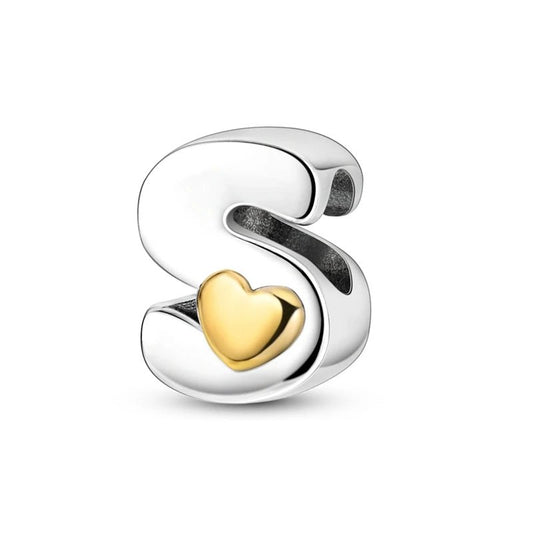 S Initial Charm Mini Gold Colour Heart