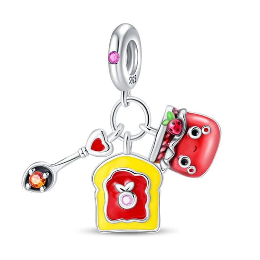 Strawberry Jam Charm Sterling Silver S925 Bread Spoon Jar