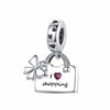 I Love Shopping Charm Bag Ribbon Bow Love Heart