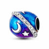 Sparkling Blue Galaxy Charm Purple Orange Moon Stars Ring