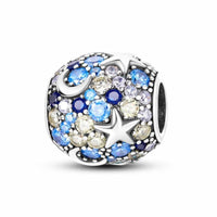 Starry Sterling Silver Plated Charm Moon Star Light Blue Dark Blue
