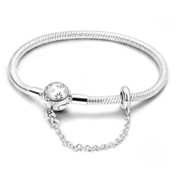 DIY Sterling Silver Plated Charm Bracelet with Starry Clasp and Chain Stars