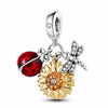 Sunflower Silver Charm Ladybug Dragonfly Garden Insect Charm