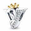 V Letter Charm Initial Crown Alphabet