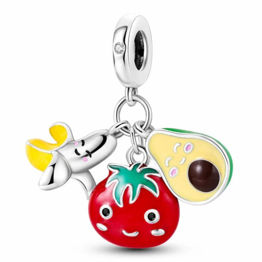 Banana Tomato Avocado Sterling Silver Plated Charm Fruit