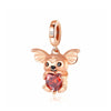 Cute Bat Charm Animal Red Love Heart Rose Gold Color