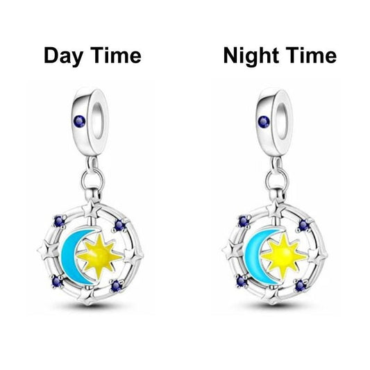 Glow in the Dark Charm Blue Moon Yellow Sun