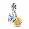 Blue Yellow Purple Butterfly Charm Sunflower