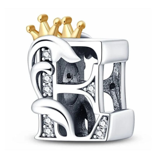 E Letter Charm Initial Crown Alphabet