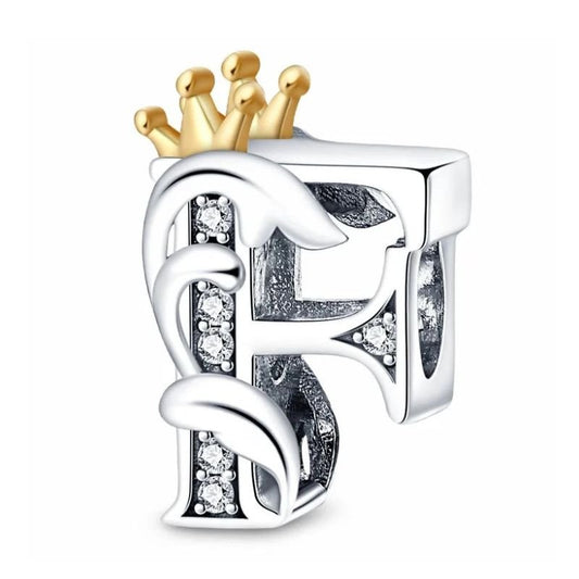F Letter Charm Initial Crown Alphabet
