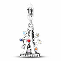 Ferris Wheel Sterling Silver Plated Charm Fun Red Love Heart Colorful