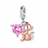 Cute Fox Charm Pink Love Heart