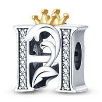 H Letter Sterling Silver Plated Charm Initial Crown Alphabet Gold Colour