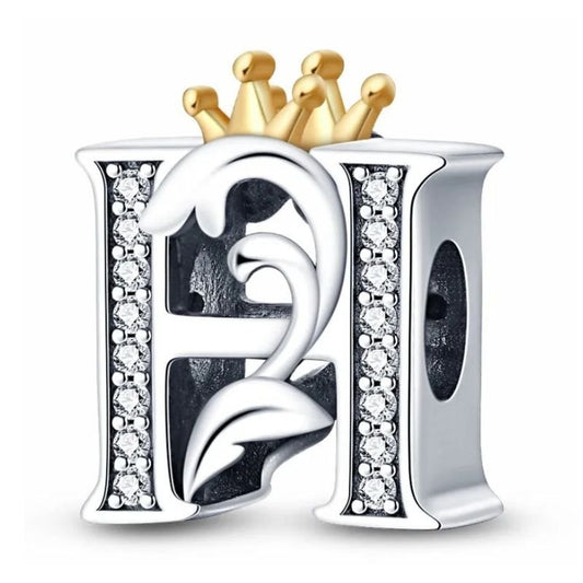 H Letter Charm Initial Crown Alphabet